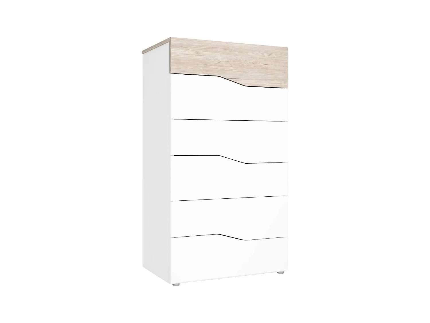 Cômoda Cannes com 6 gavetas em branco fosco e Sahara 62x111x41 cm
