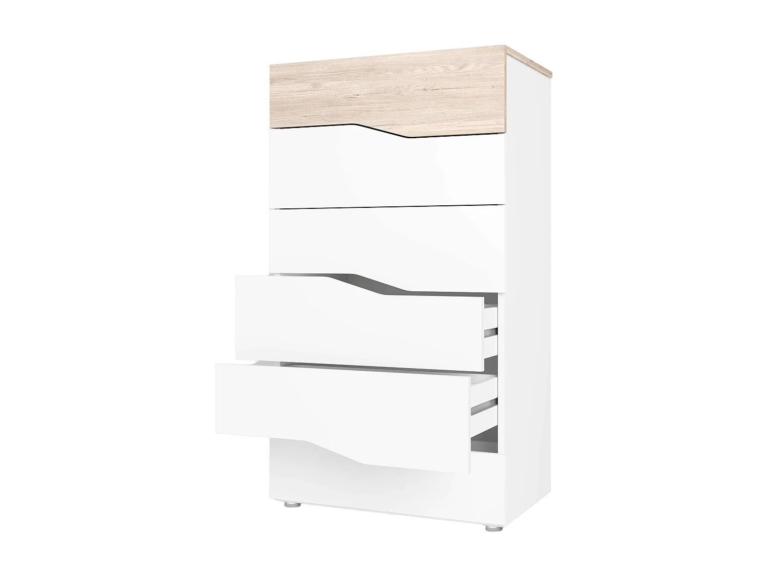 Commode Cannes 6 tiroirs en blanc mat et Sahara 62 x 111 x 41 cm