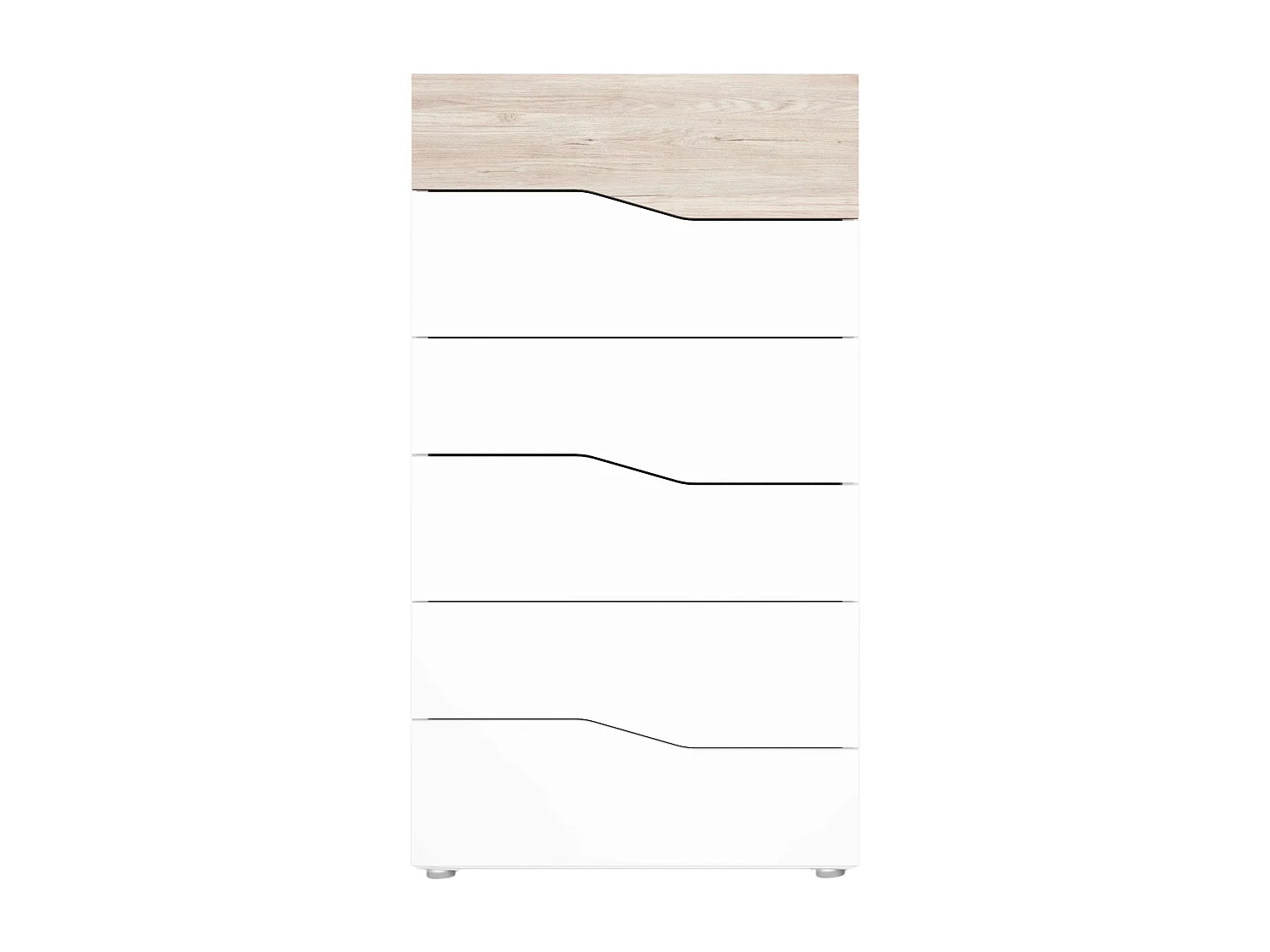 Commode Cannes 6 tiroirs en blanc mat et Sahara 62 x 111 x 41 cm