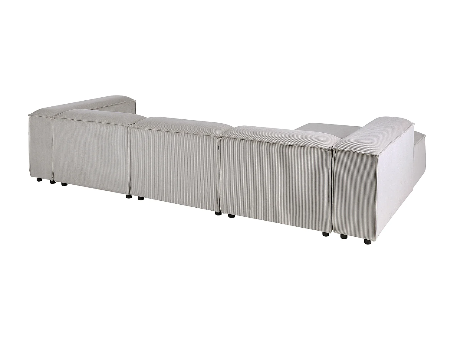 Canapé d'Angle à gauche en Velours Côtelé Modulaire 4 Places Pieds Noirs Taupe Ardal