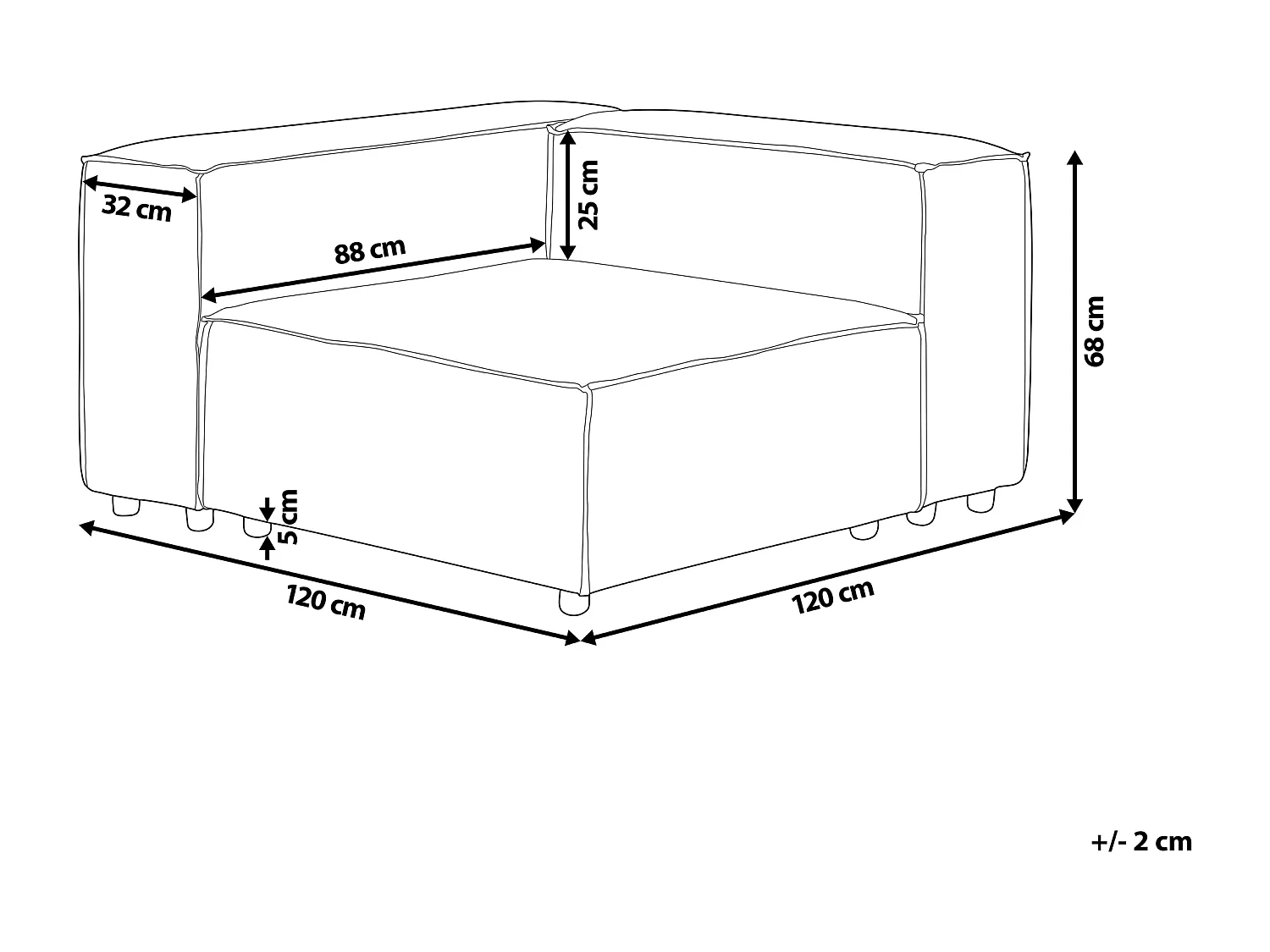 Module d'angle ARDAL Velours côtelé Blanc cassé Côté droit