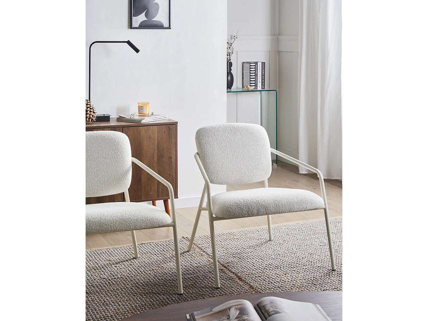 Lot de 2 fauteuils LOA Tissu Blanc cassé
