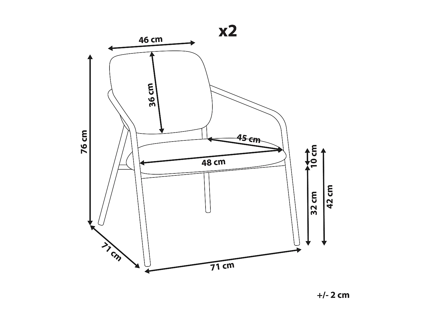 Lot de 2 fauteuils LOA Tissu Blanc cassé