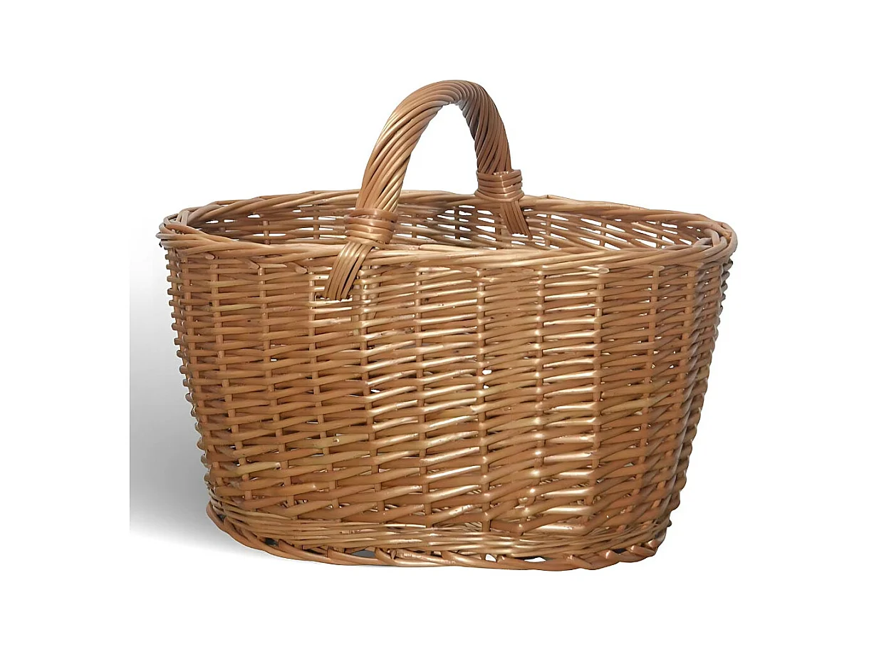 Panier de rangement ovale en osier Barbara Panaro avec poignée tressée