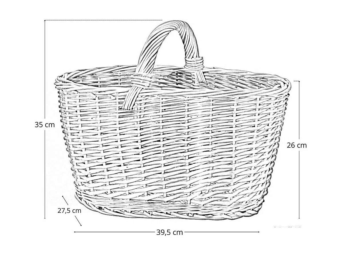 Panier de rangement ovale en osier Barbara Panaro avec poignée tressée