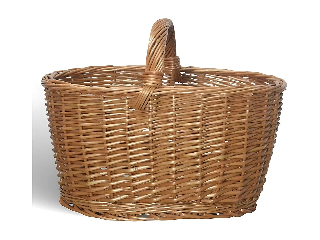 Panier de rangement ovale en osier Barbara Panaro avec poignée tressée