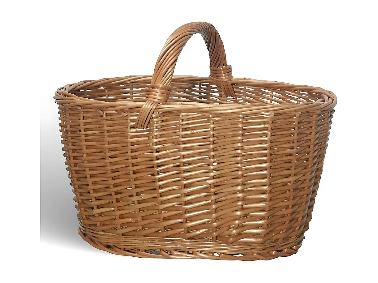 Panier de rangement ovale en osier Barbara Panaro avec poignée tressée