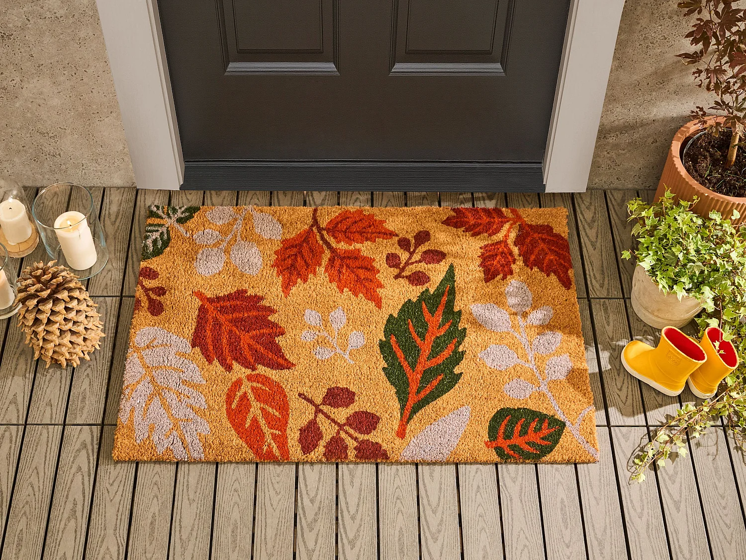 Paillasson DAGATAN Multicolore 60 x 90 cm Feuille Fibre de coco