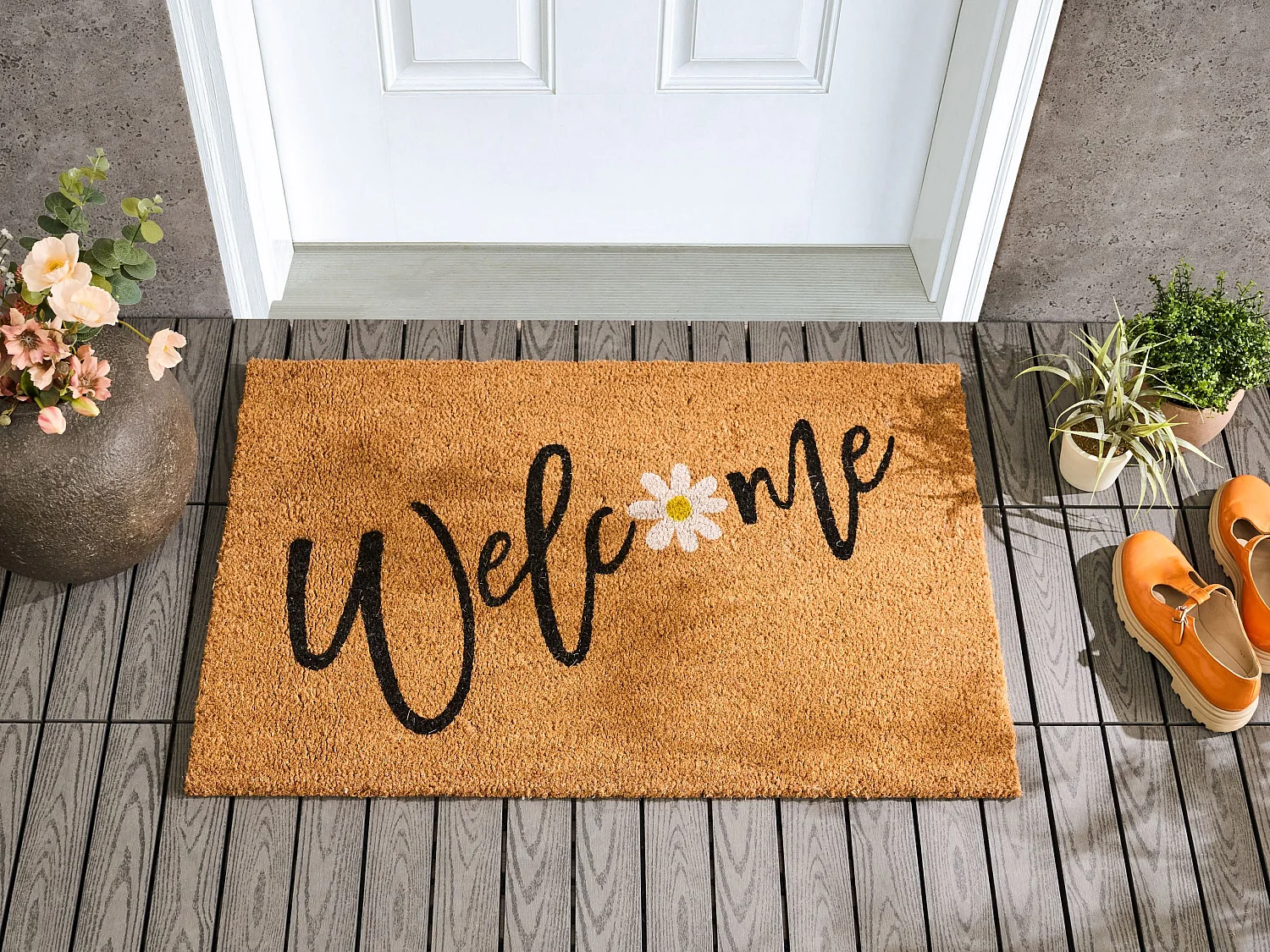 Paillasson CALIBATO Naturel 60 x 90 cm Texte Fibre de coco