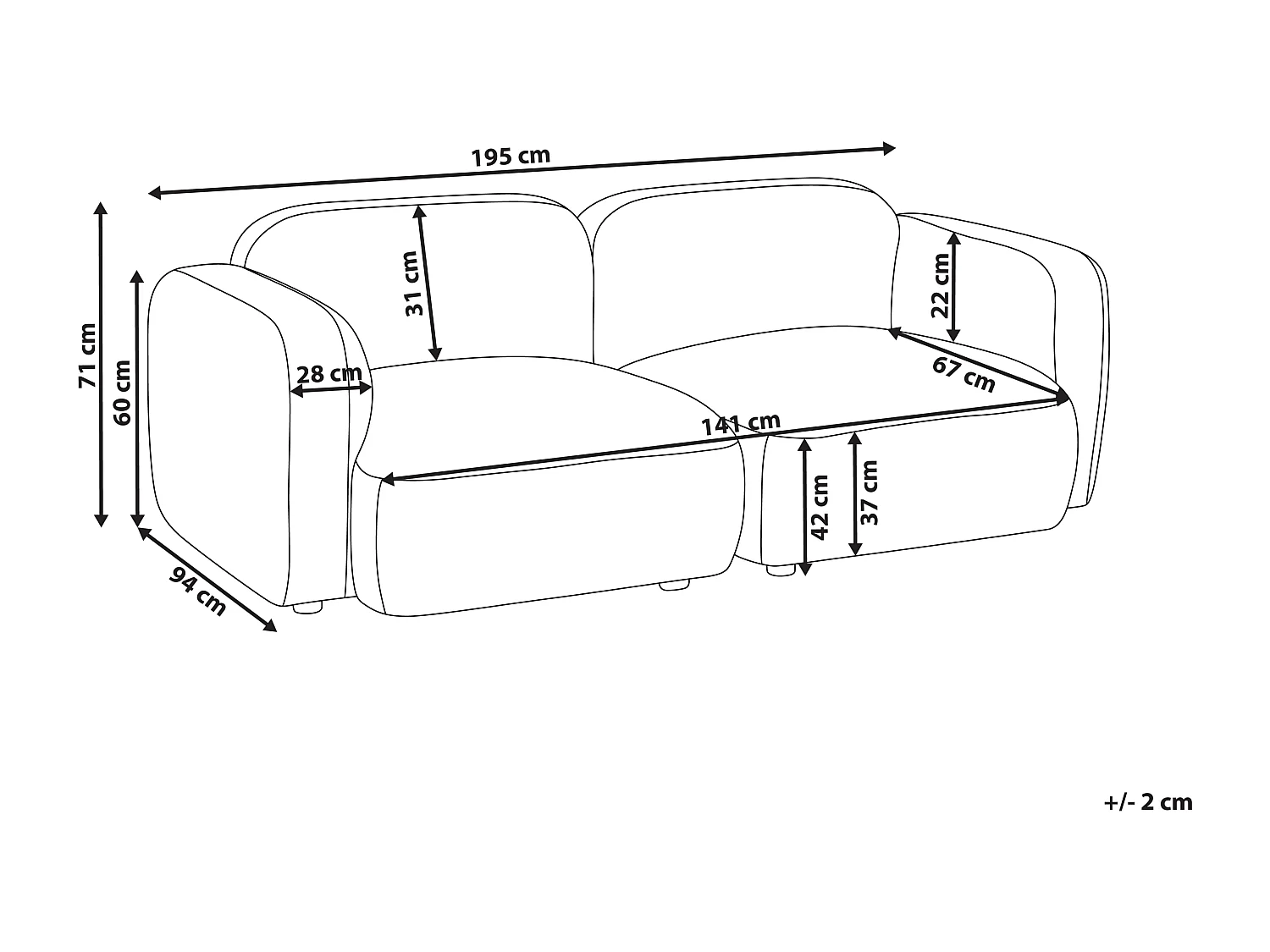 Canapé 3 places AFOSS Tissu Gris