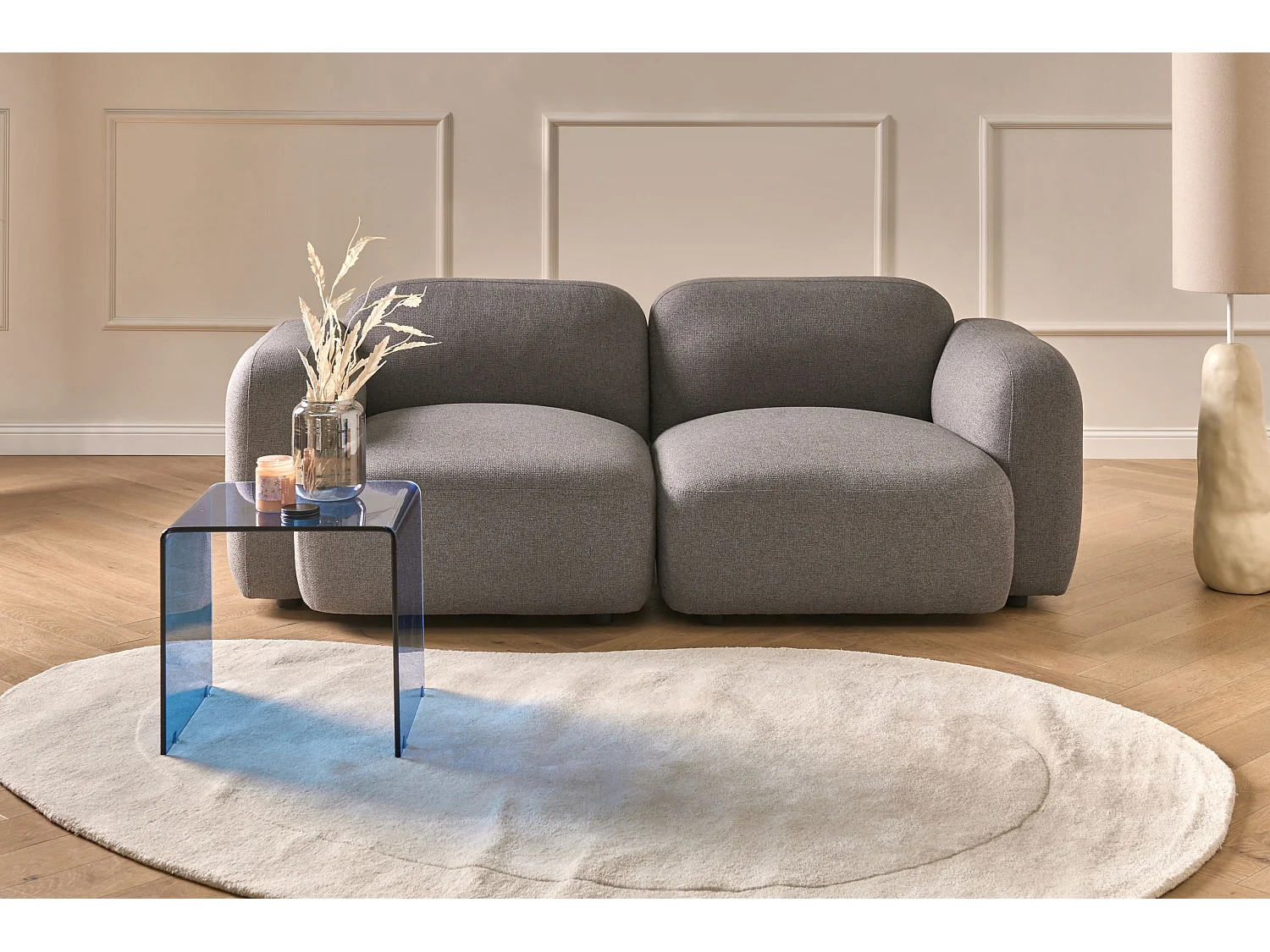 Sofa 3 Seater AFOSS Fabric Dark Grey