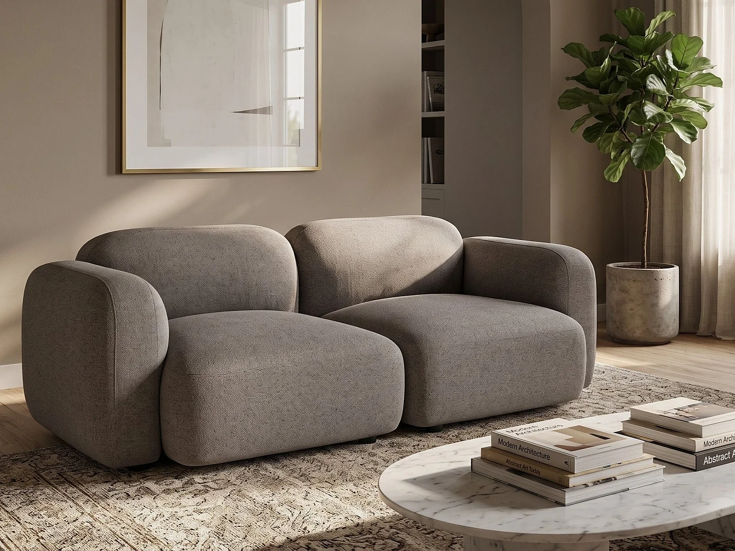 Sofa 3 Seater AFOSS Fabric Dark Grey