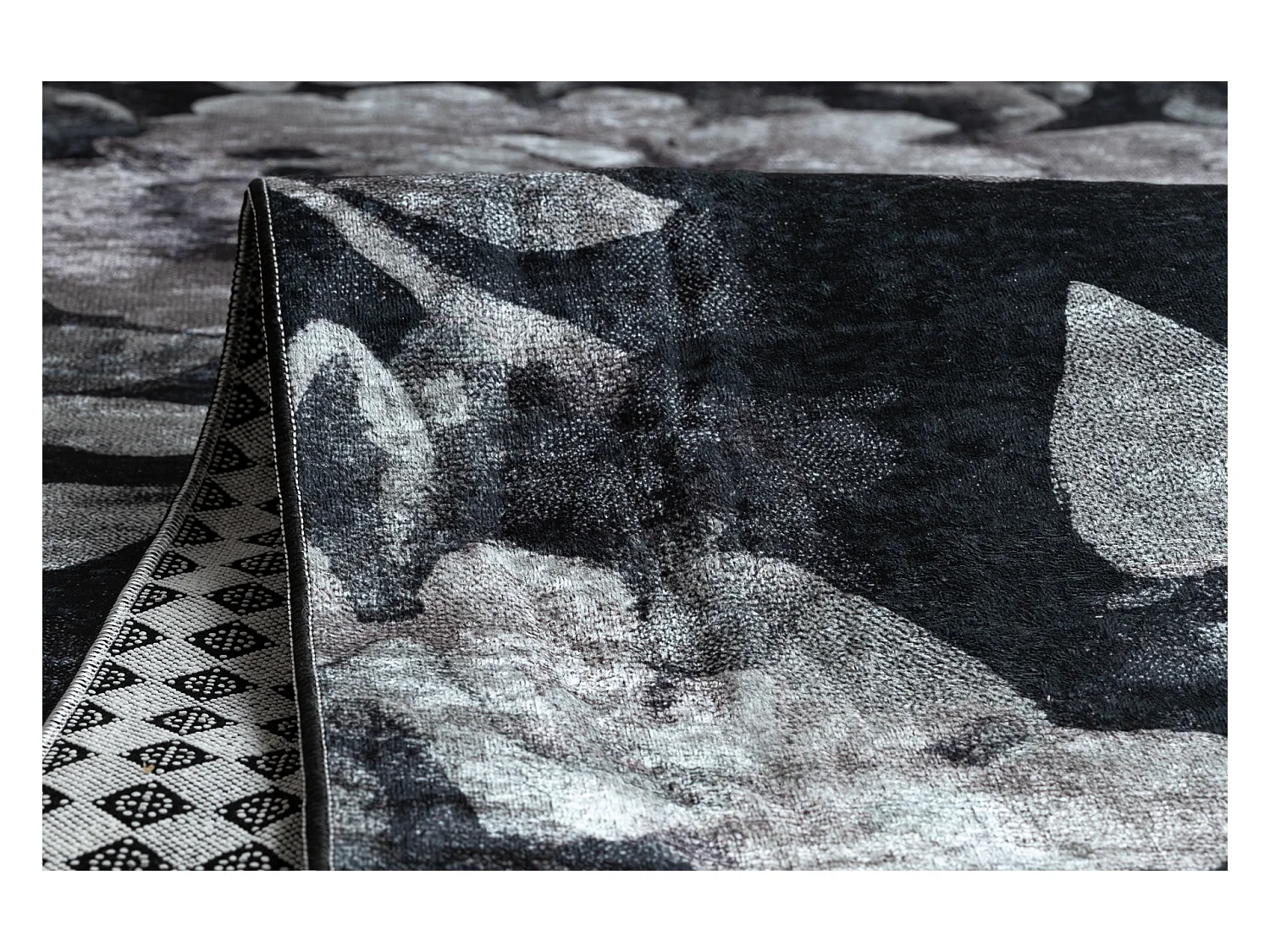 TAPIS DE COULOIR antidérapant LOTUS BOUQUET 52901 Fleurs gris / beige 80x960 cm