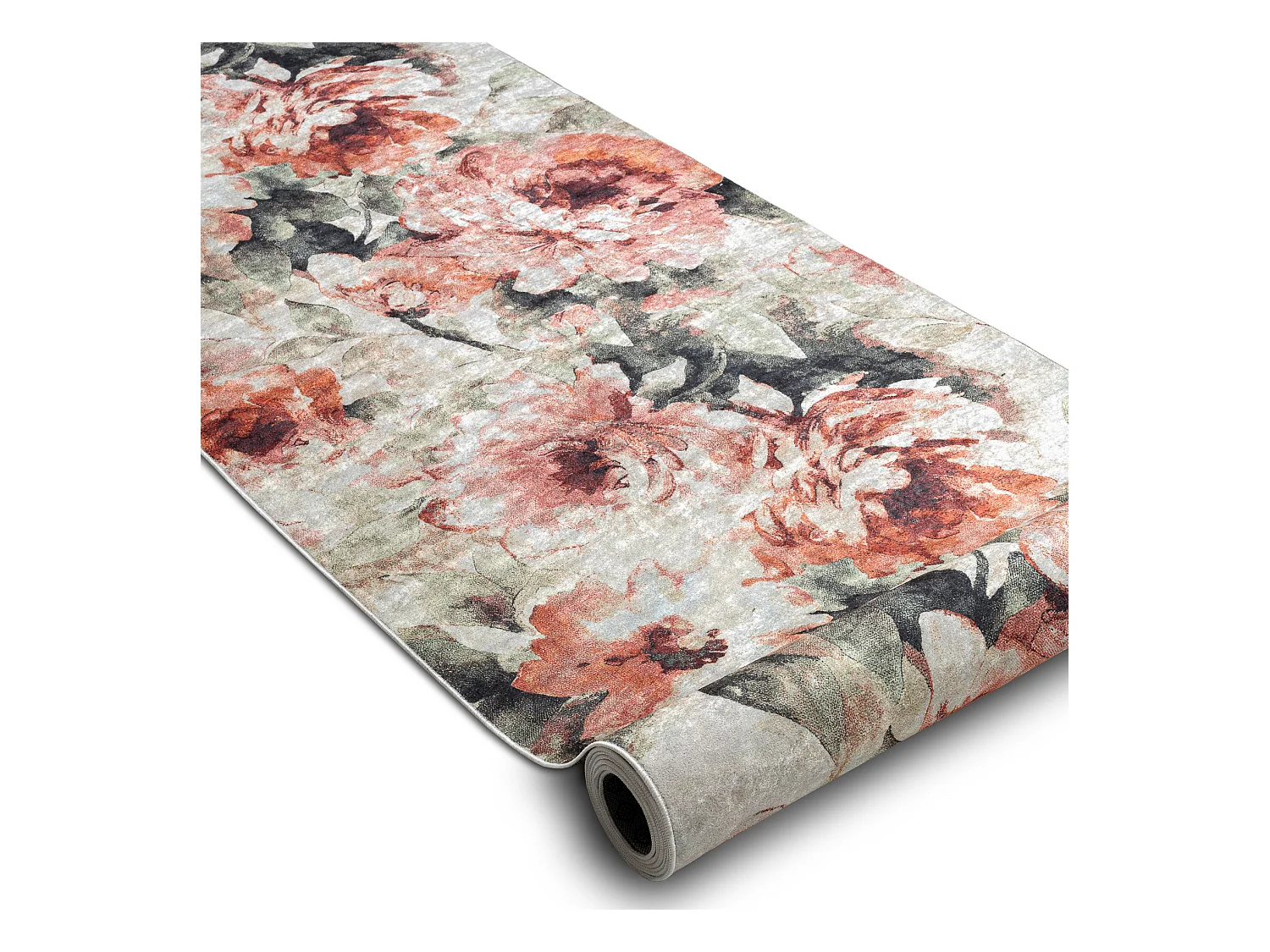 TAPIS DE COULOIR antidérapant LOTUS BOUQUET 52900 Fleurs beige / lava 100x820 cm