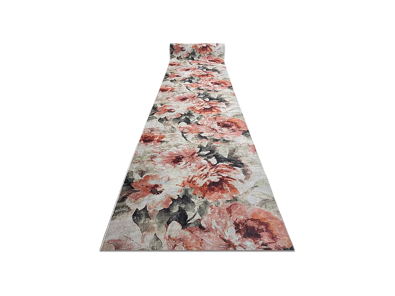 TAPIS DE COULOIR antidérapant LOTUS BOUQUET 52900 Fleurs beige / lava 100x800 cm