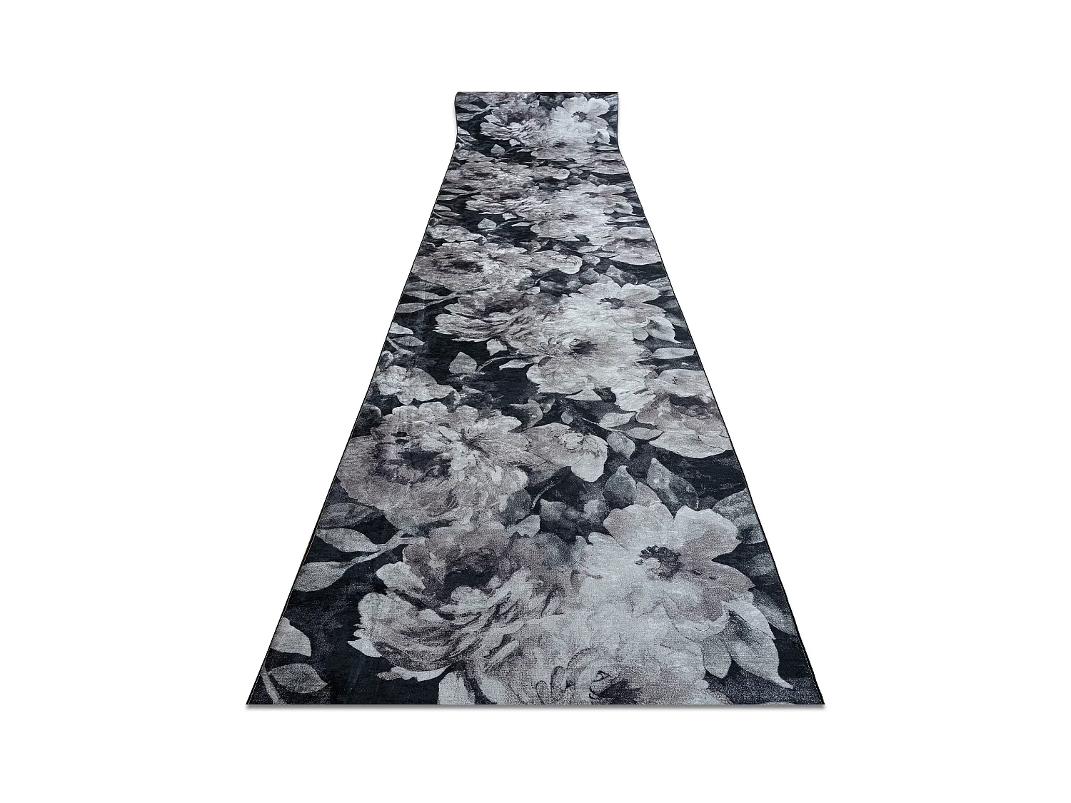 TAPIS DE COULOIR antidérapant LOTUS BOUQUET 52901 Fleurs gris / beige 60x640 cm