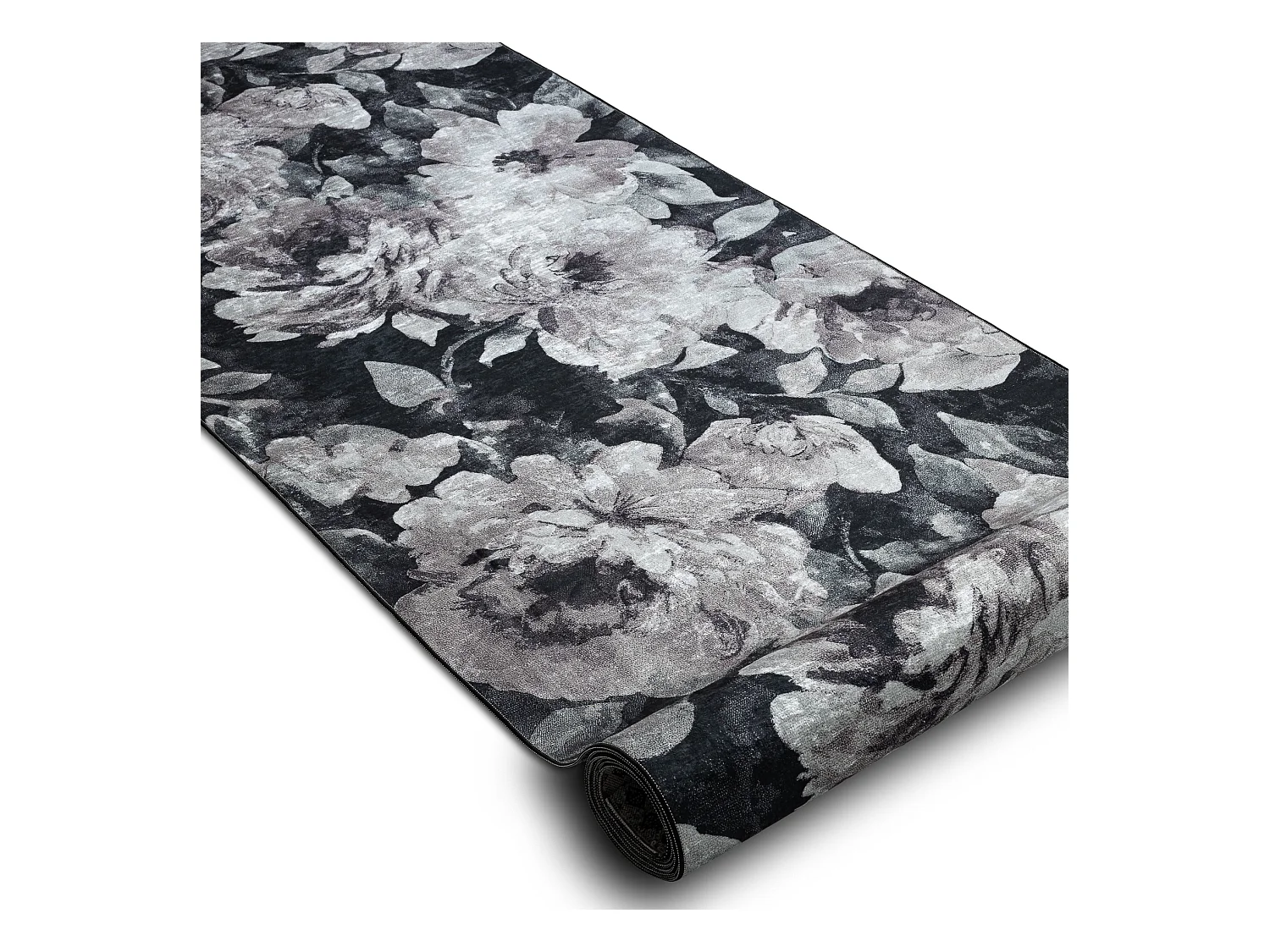 TAPIS DE COULOIR antidérapant LOTUS BOUQUET 52901 Fleurs gris / beige 80x310 cm