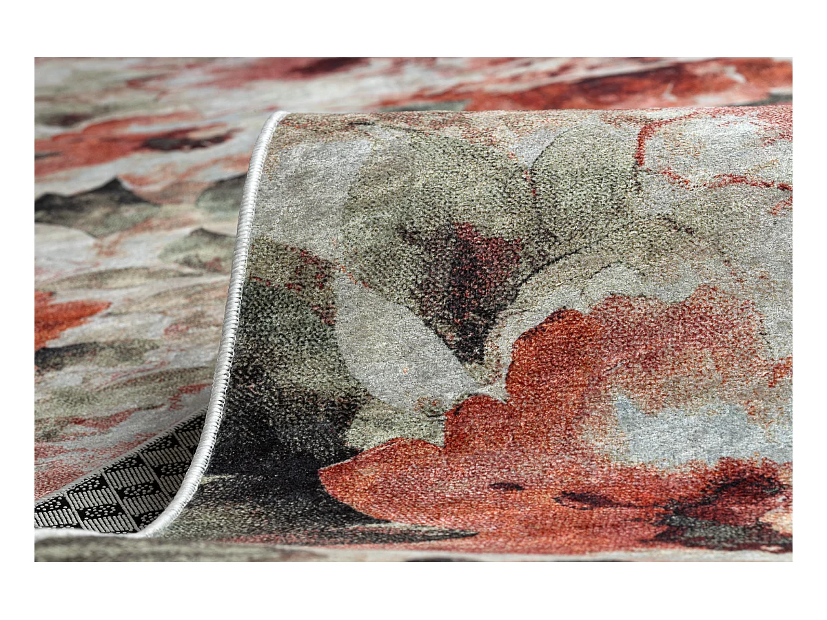 TAPIS DE COULOIR antidérapant LOTUS BOUQUET 52900 Fleurs beige / lava 100x260 cm