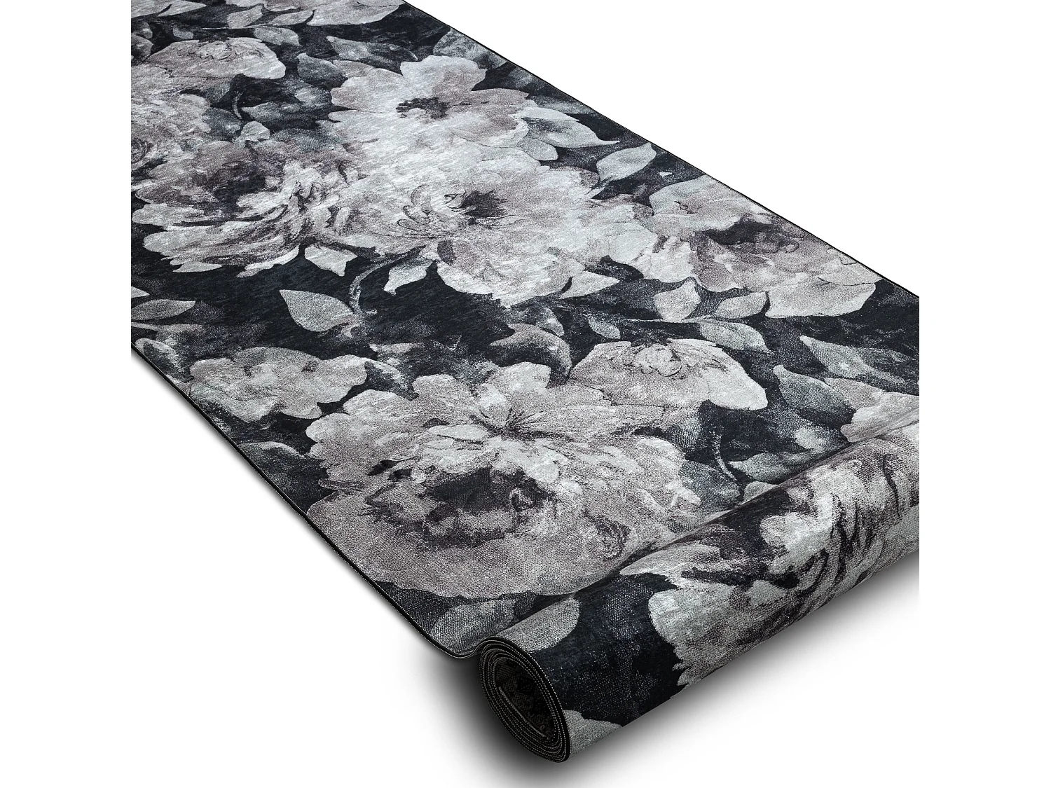 TAPIS DE COULOIR antidérapant LOTUS BOUQUET 52901 Fleurs gris / beige 100x880 cm