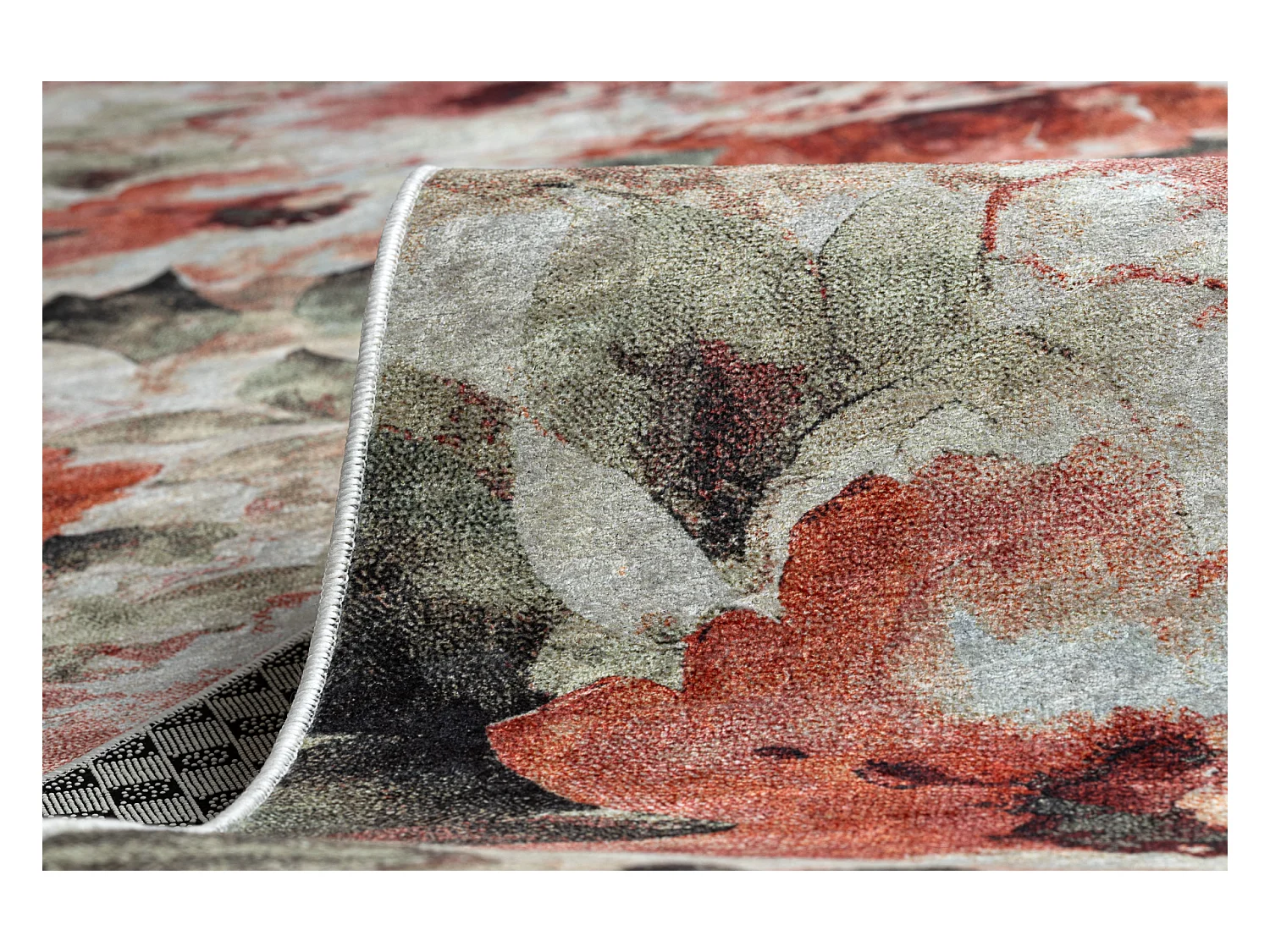 TAPIS DE COULOIR antidérapant LOTUS BOUQUET 52900 Fleurs beige / lava 100x750 cm