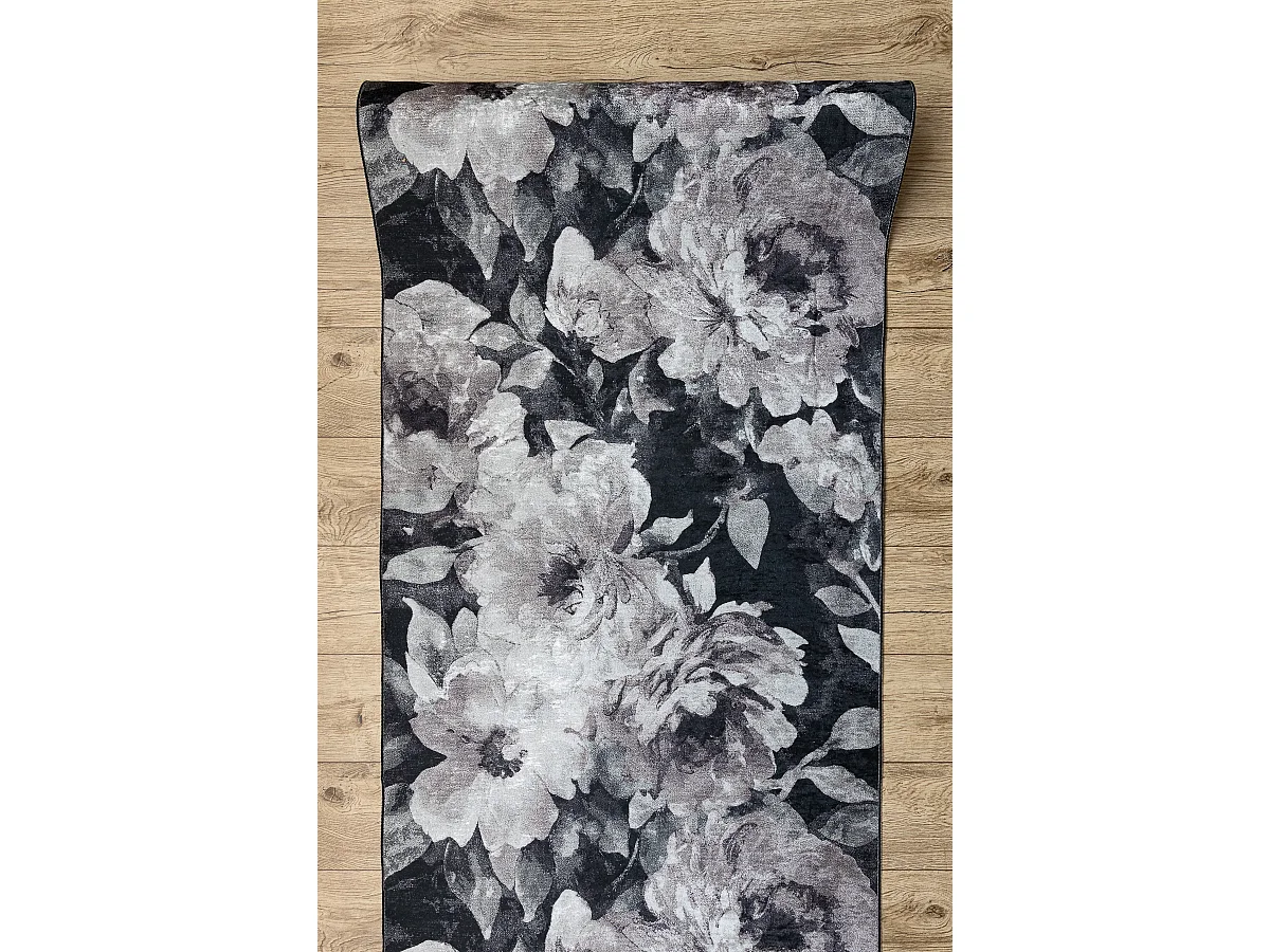 TAPIS DE COULOIR antidérapant LOTUS BOUQUET 52901 Fleurs gris / beige 120x210 cm