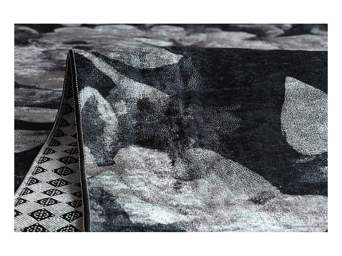 TAPIS DE COULOIR antidérapant LOTUS BOUQUET 52901 Fleurs gris / beige 120x860 cm