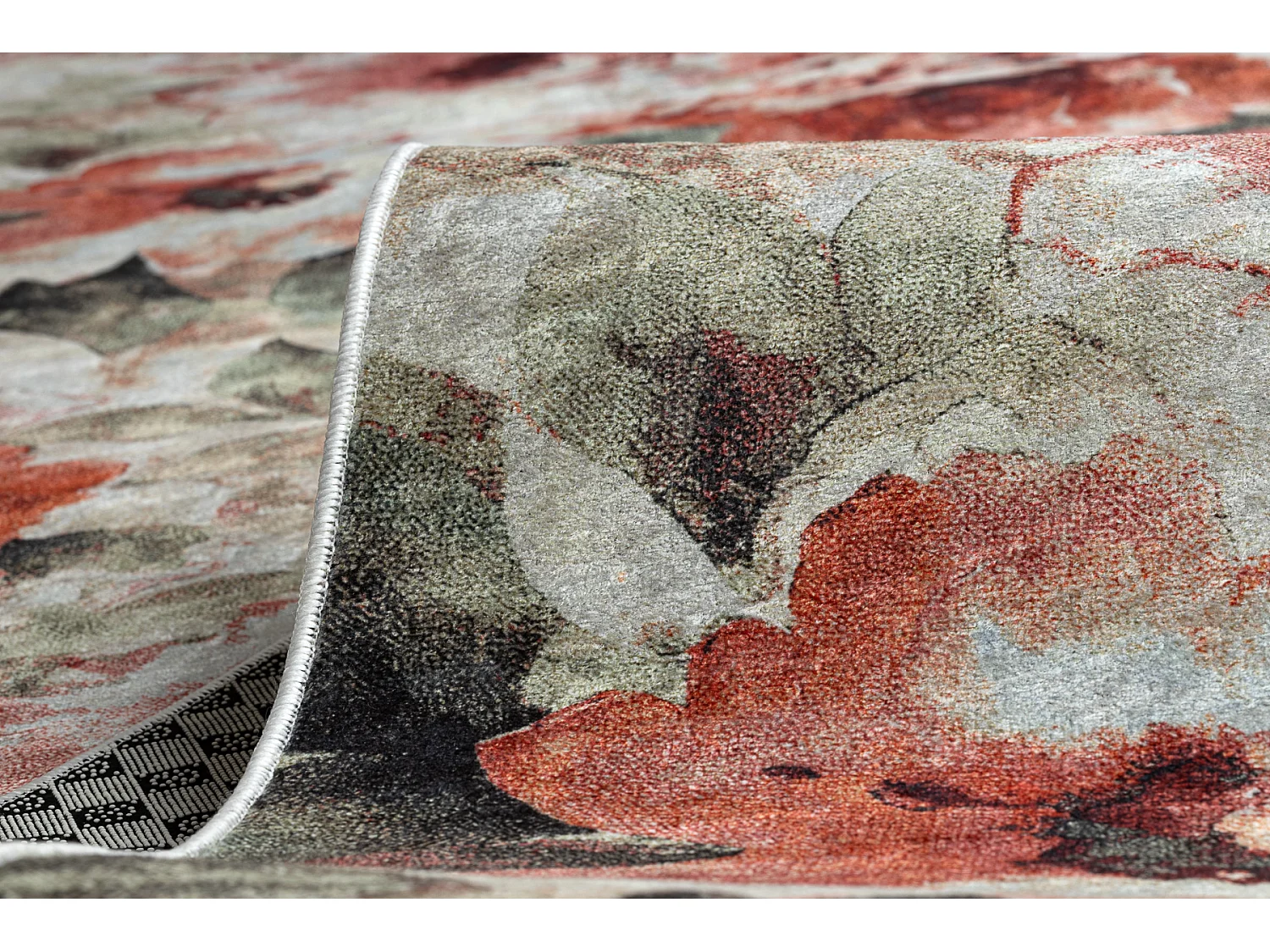 TAPIS DE COULOIR antidérapant LOTUS BOUQUET 52900 Fleurs beige / lava 120x140 cm