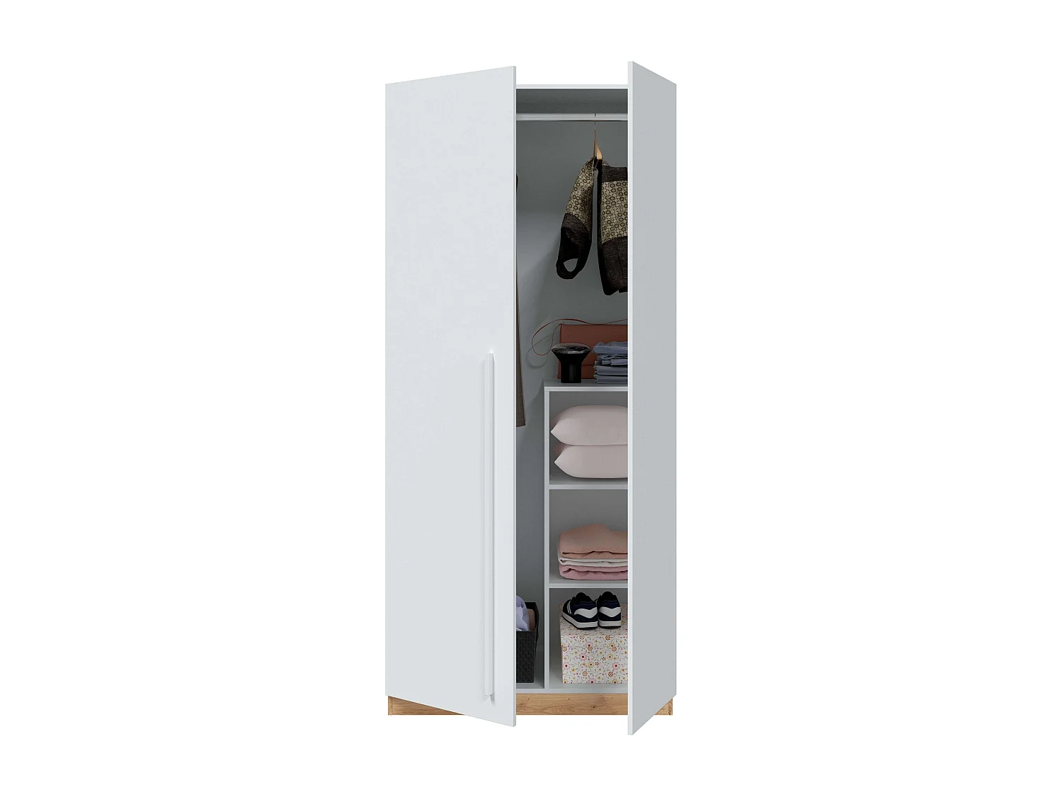 Pack muebles juvenil cama y armario blanco mate y roble nodi diseño moderno