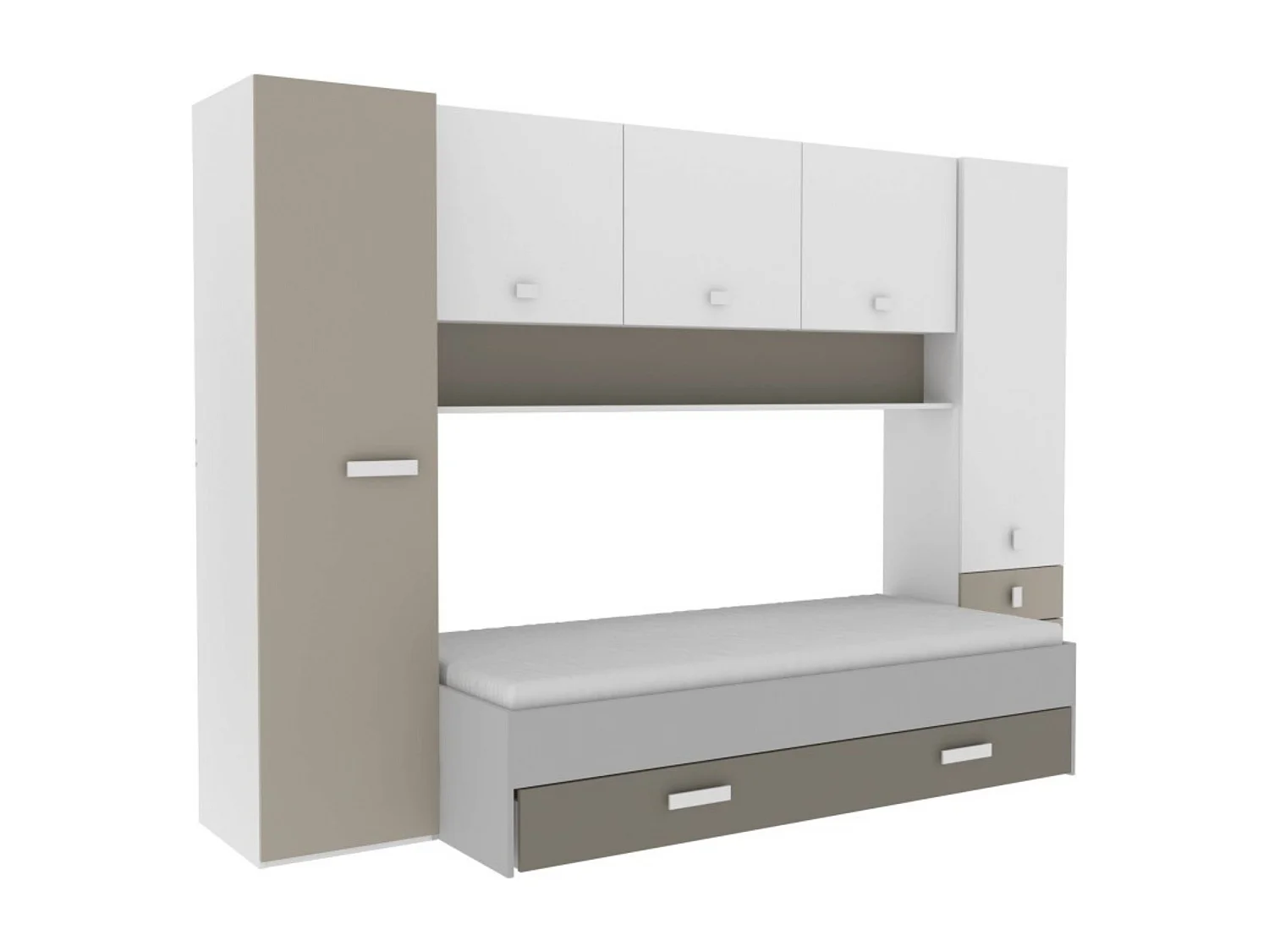 Pack Dormitorio Infantil Tidy Blanco y Arcilla: Armario, Cama y Cajón