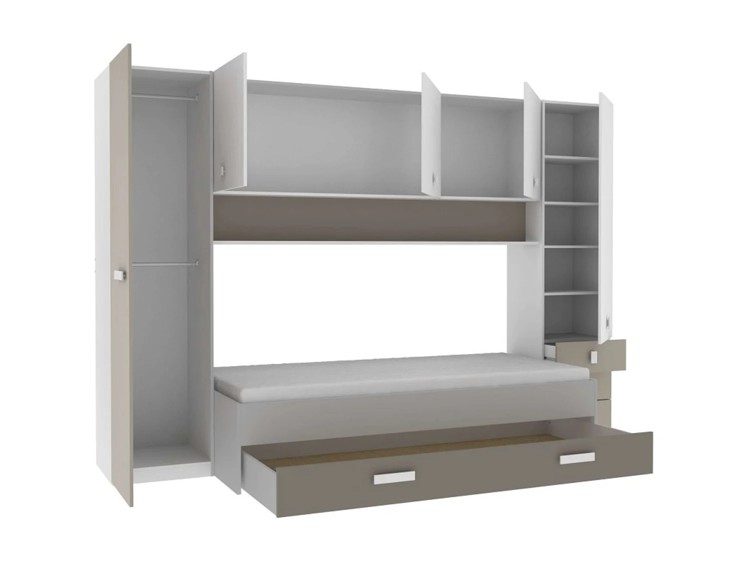 Pack Dormitorio Infantil Tidy Blanco y Arcilla: Armario, Cama y Cajón