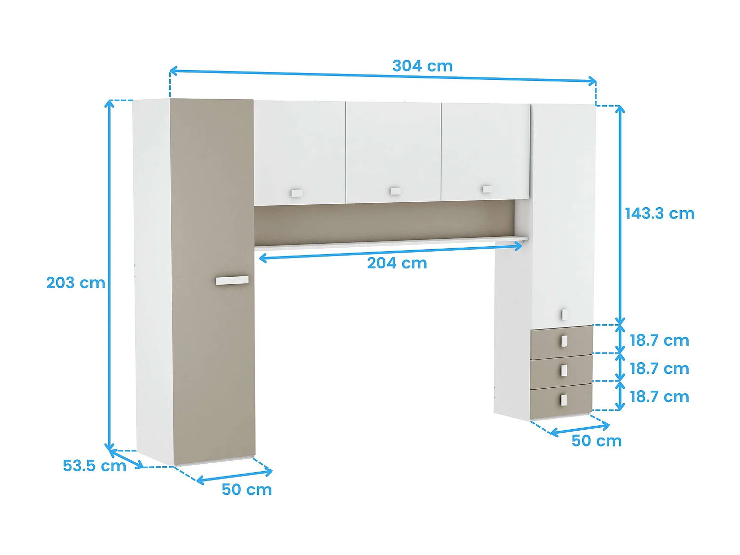 Pack Dormitorio Infantil Tidy Blanco y Arcilla: Armario, Cama y Cajón