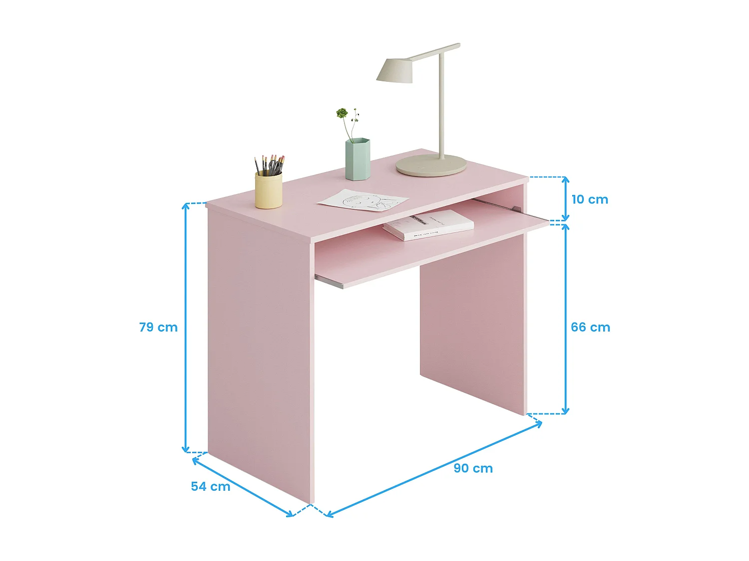Pack Muebles Juvenil (cama, estante, armario, mesa, estantería) Rosa