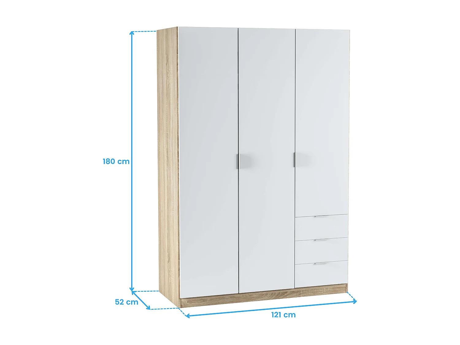 Pack Dormitorio Juvenil (Cabezal+Mesita+Mesa+Estantería+Armario) Blanco/Roble