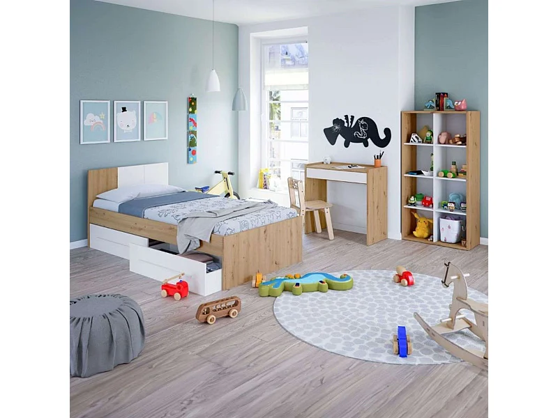 Pack 3 Muebles Juveniles Noa Roble Nodi y Blanco Artik