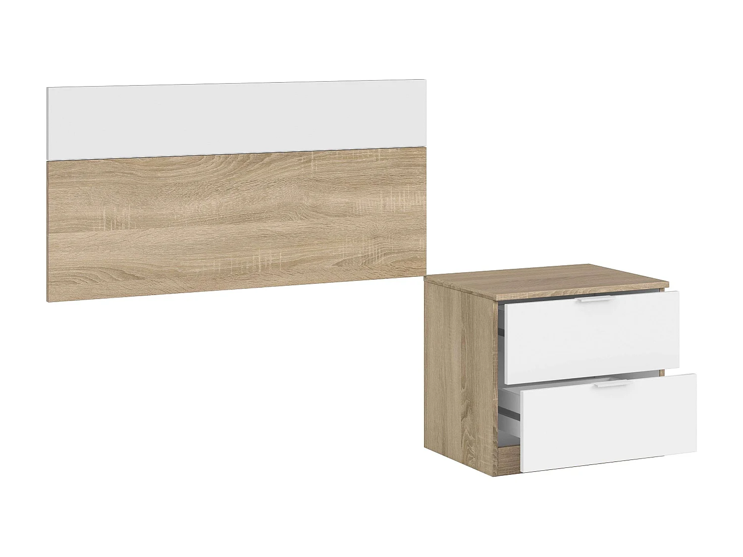 Conjunto de quarto infantil jovem em branco fosco Artik e carvalho canadense completo