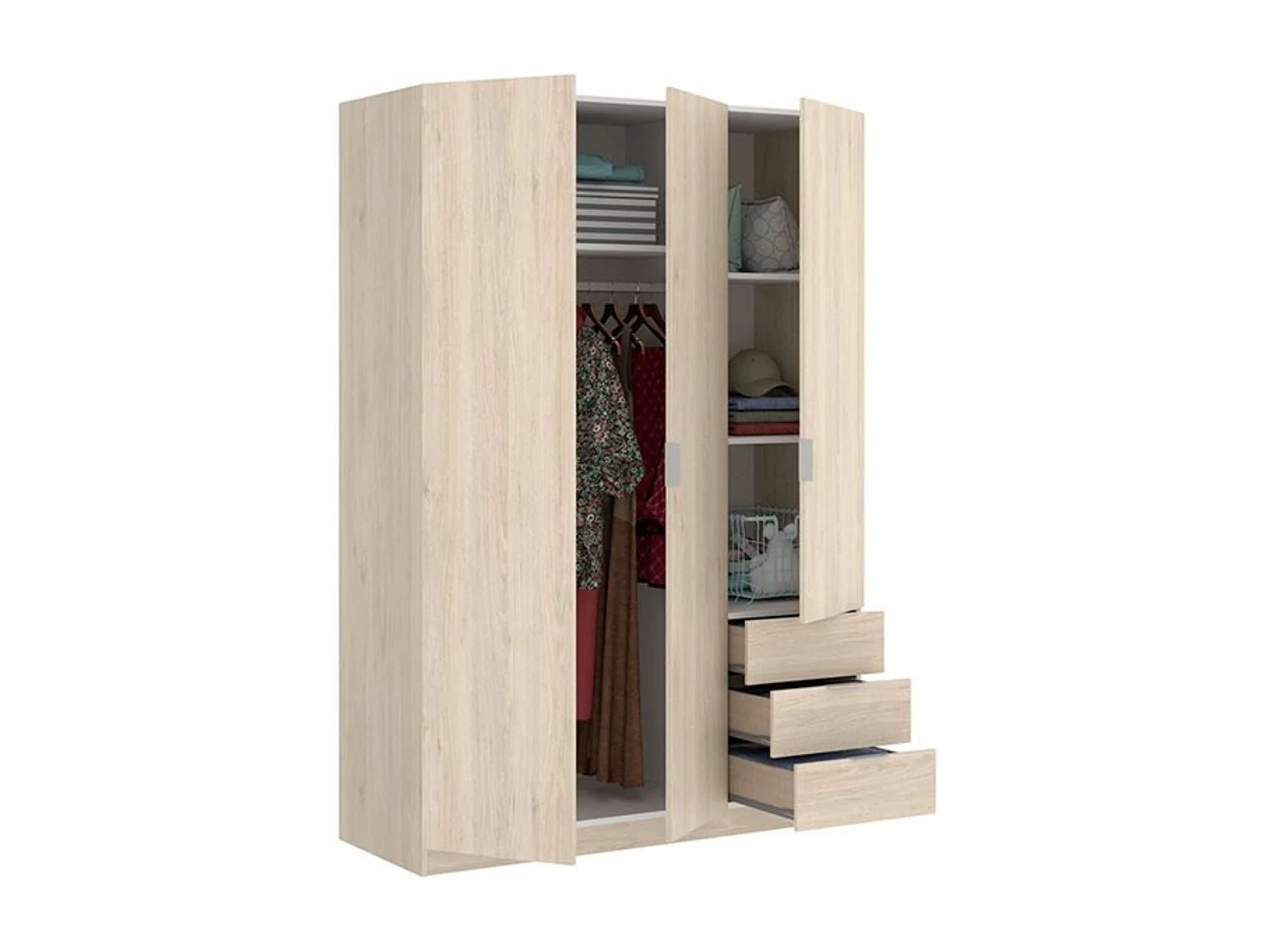 Pack 3 muebles aux. dormitorio juvenil color roble