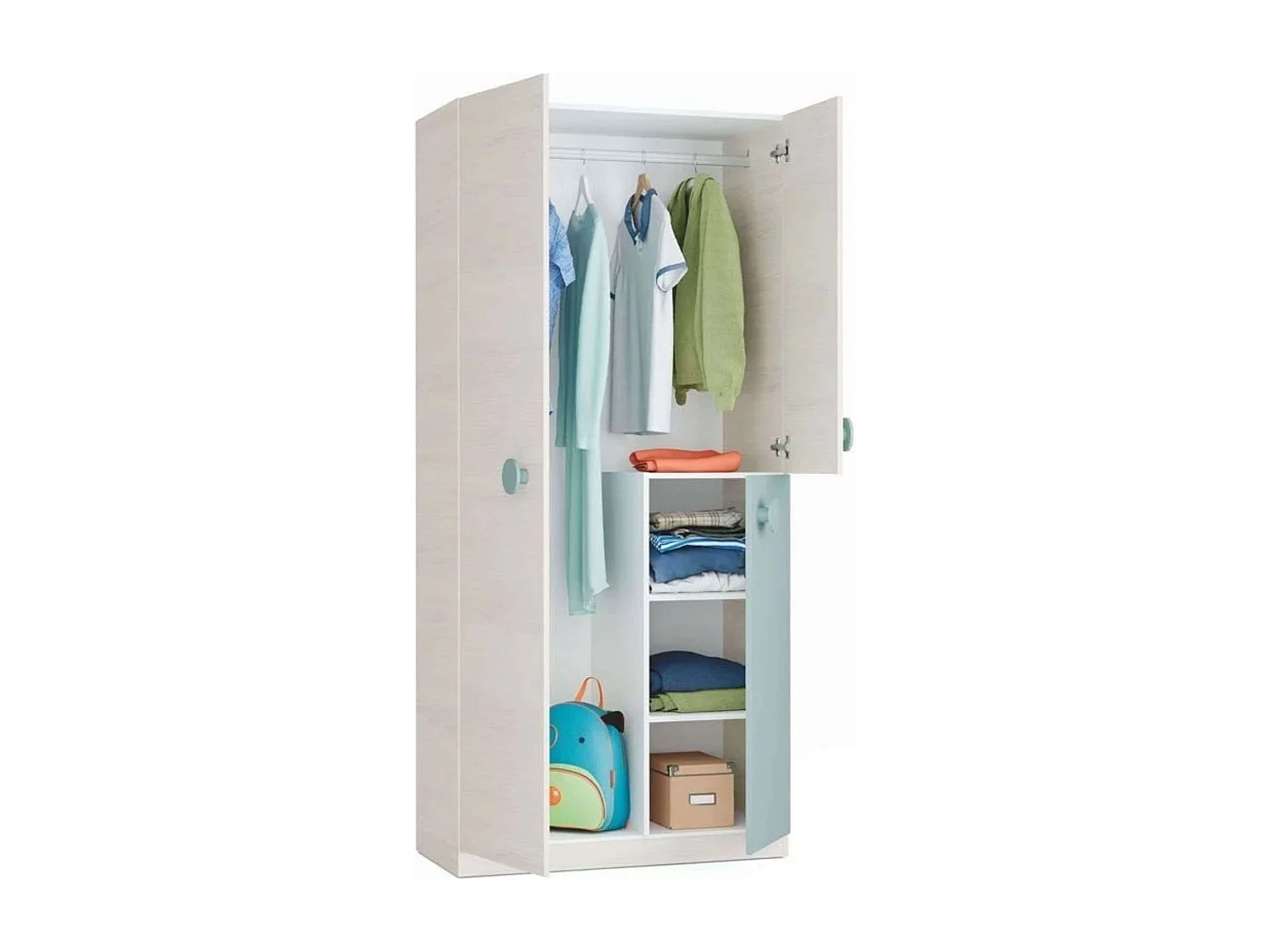 Pack Muebles Dormitorio Juvenil Cama Nido Estante y Armario 90x190 cm