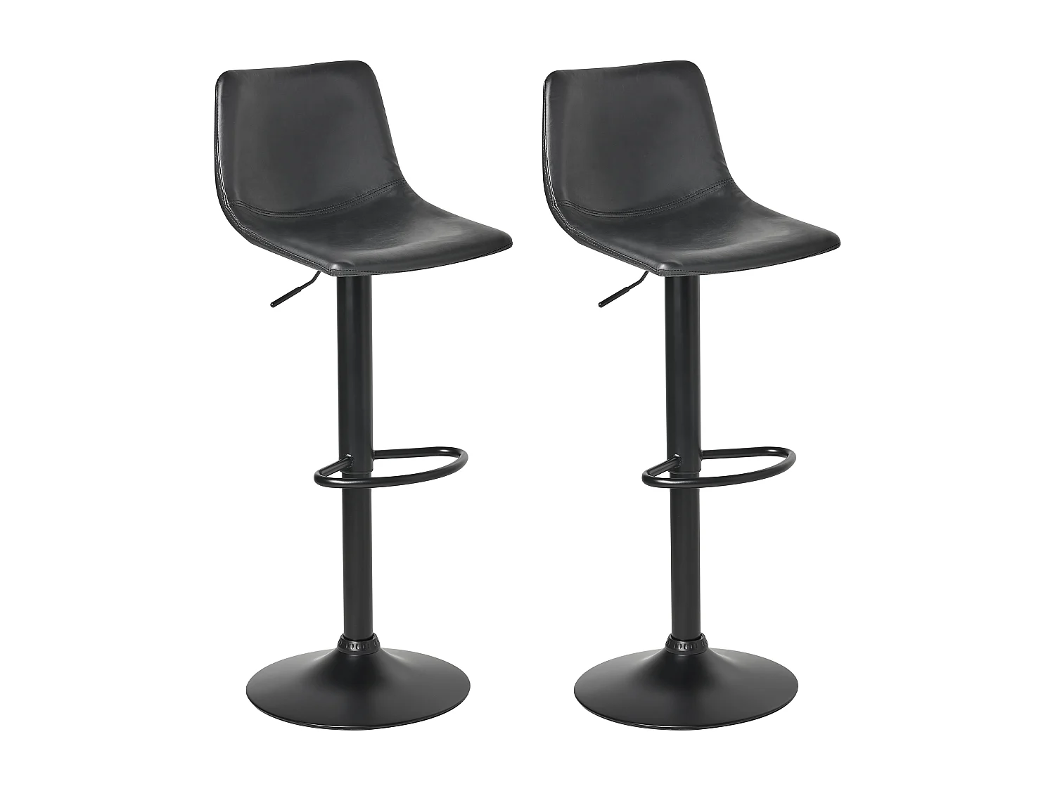 Lot de 2 tabourets de bar LEBRIJA Cuir PU Noir