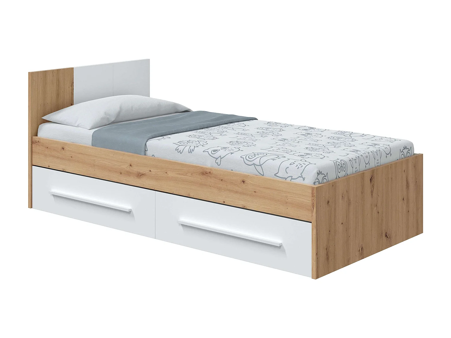Conjunto Muebles Dormitorio Juvenil Melamina Roble Nodi Blanco Artik