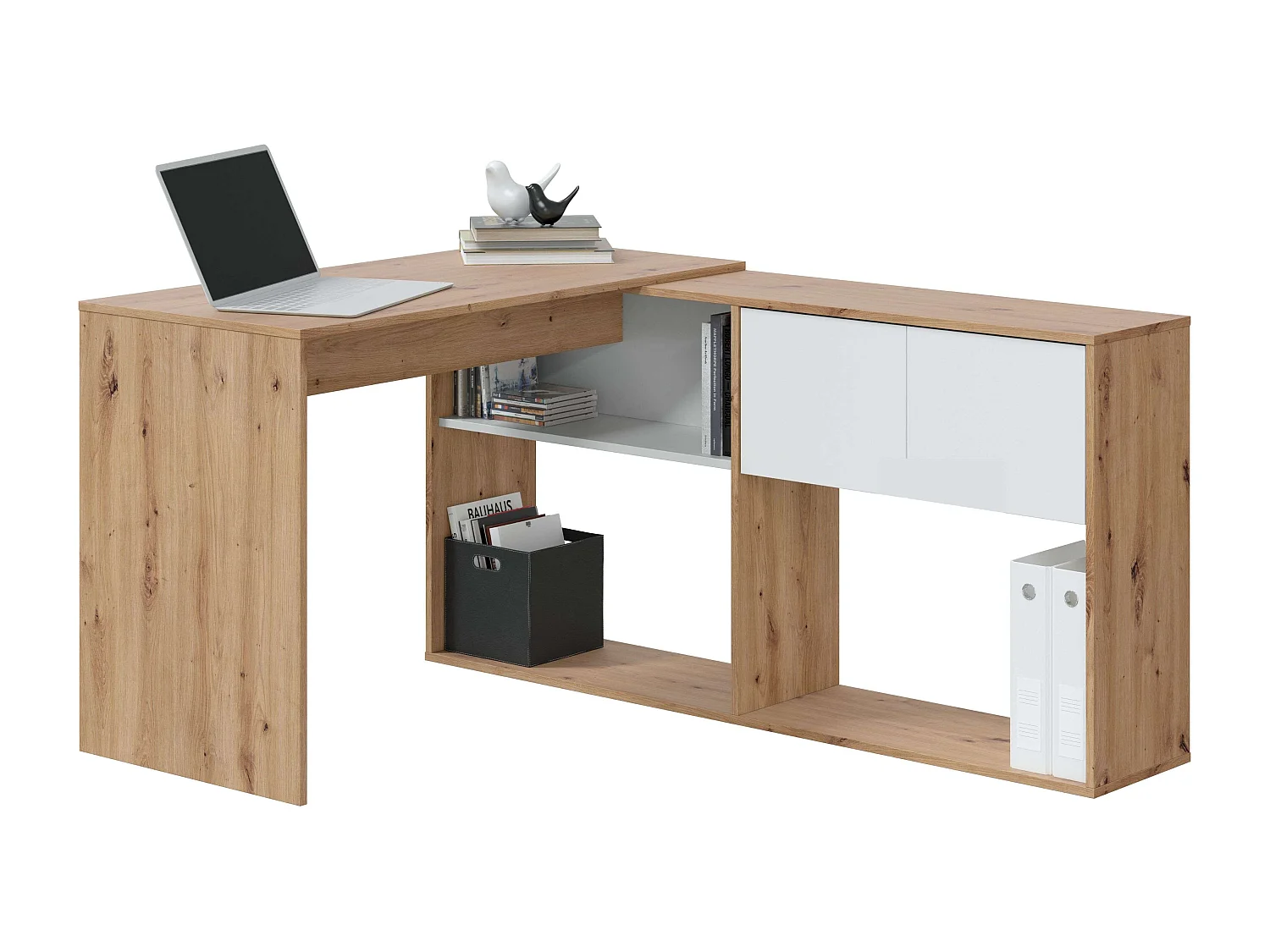 Conjunto Muebles Dormitorio Juvenil Melamina Roble Nodi Blanco Artik