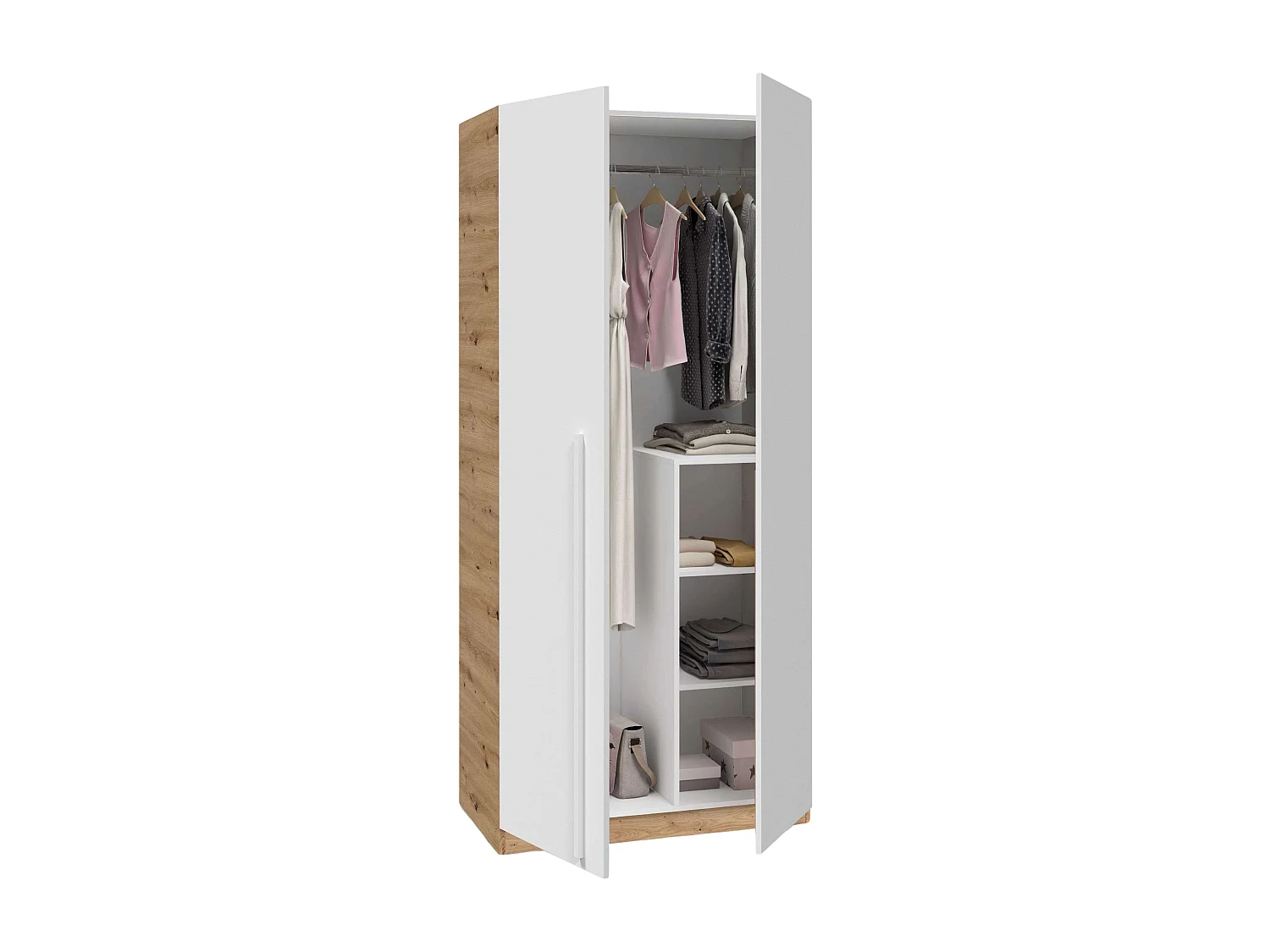 Conjunto Muebles Dormitorio Juvenil Melamina Roble Nodi Blanco Artik