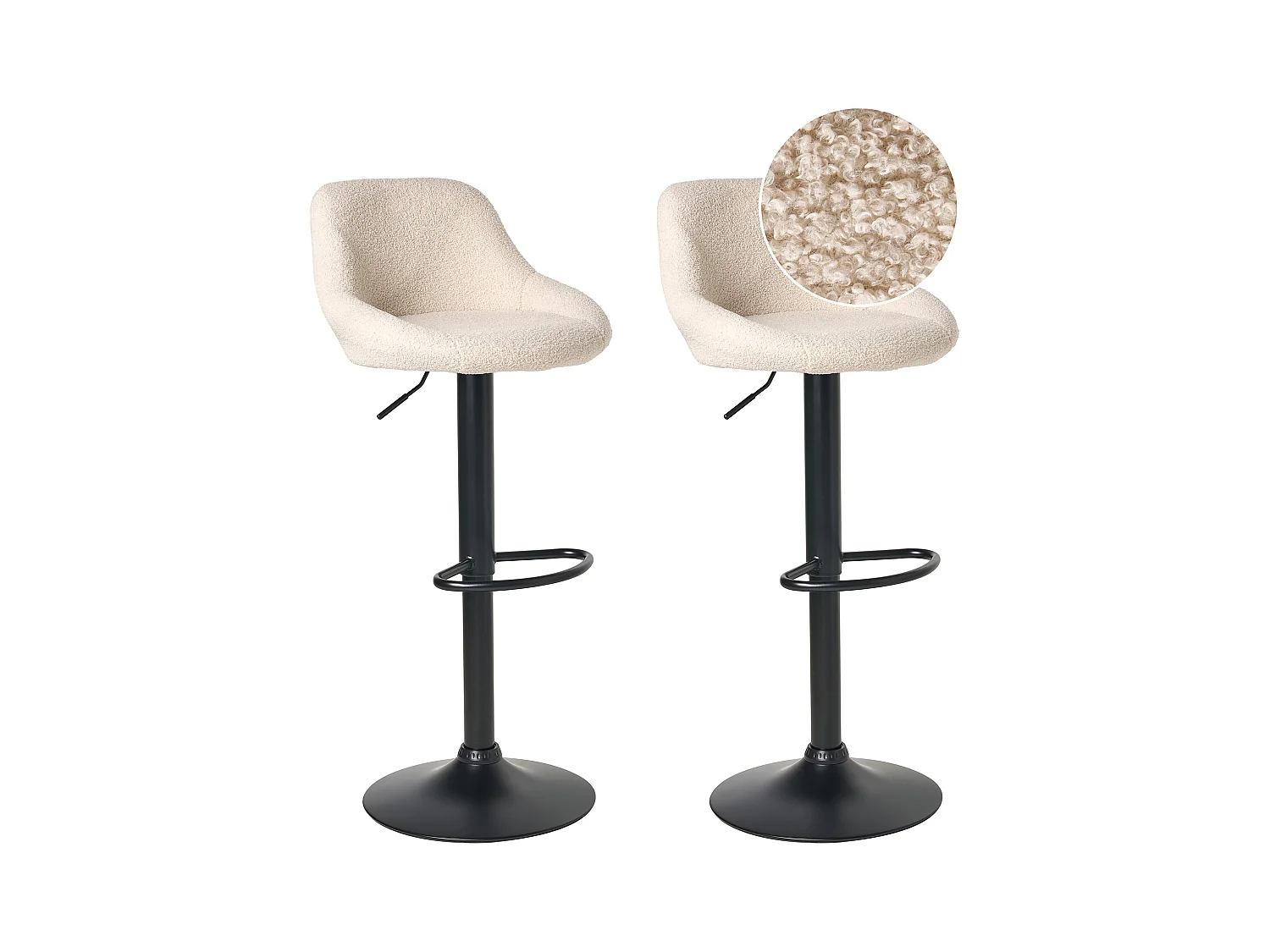 Lot de 2 tabourets de bar MEDULIN Bouclé Beige clair