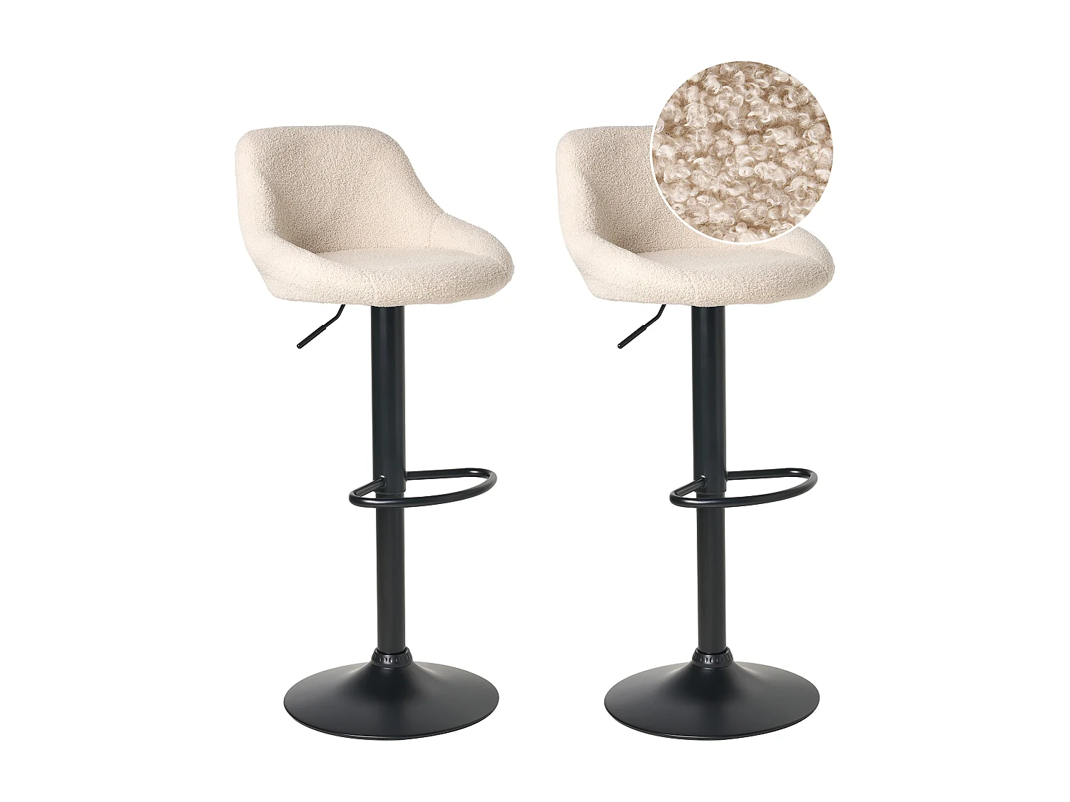 Lot de 2 tabourets de bar MEDULIN Bouclé Beige clair