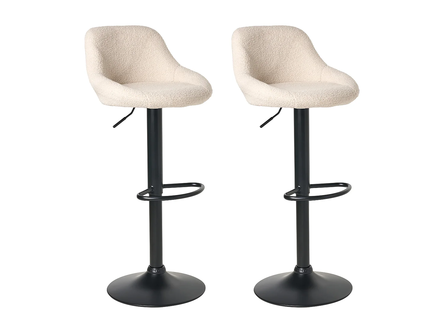 Lot de 2 tabourets de bar MEDULIN Bouclé Beige clair