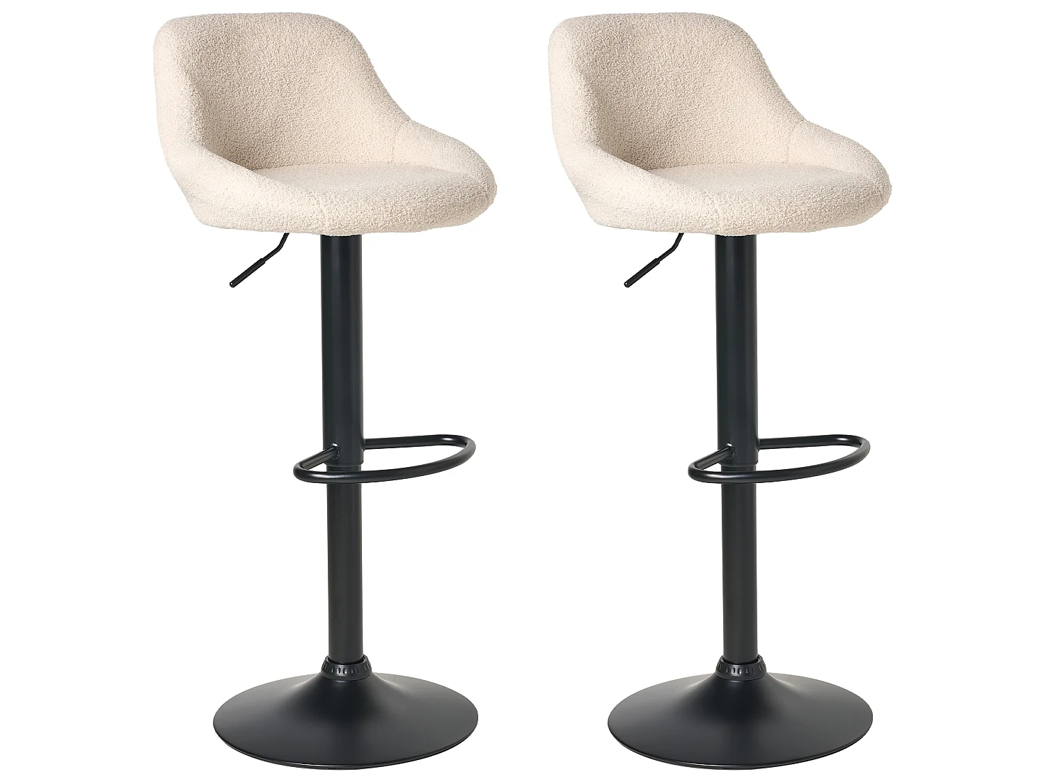 Lot de 2 tabourets de bar MEDULIN Bouclé Beige clair