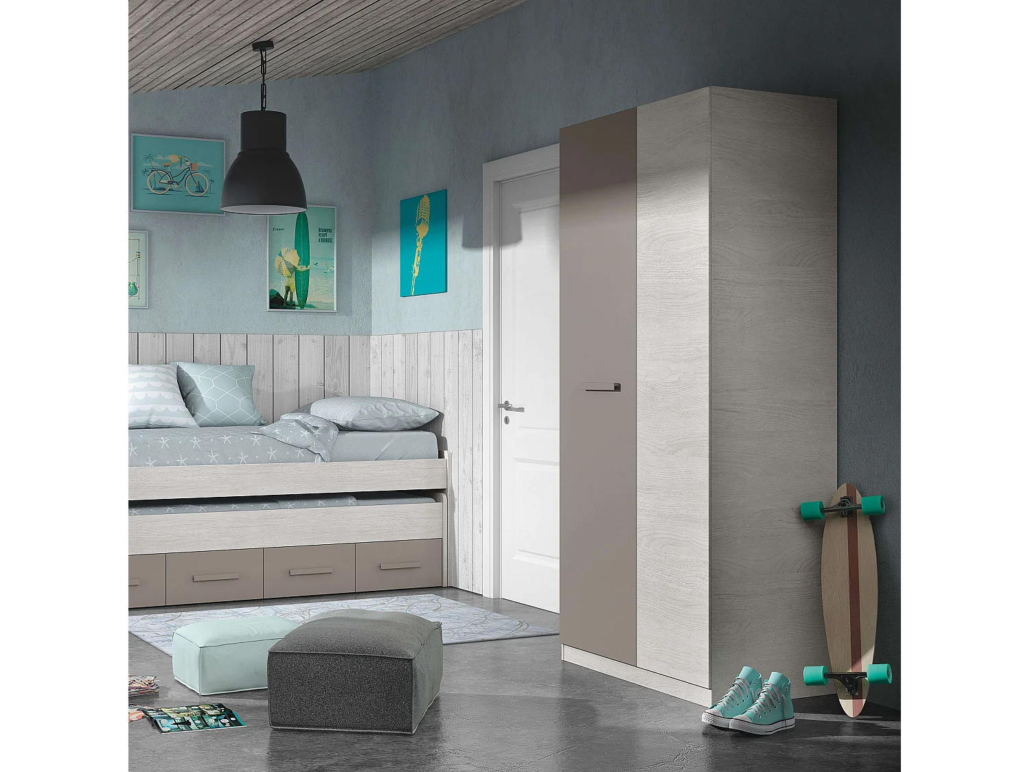 Pack Muebles Dormitorio Juvenil Unisex Cama Nido Armario Somieres