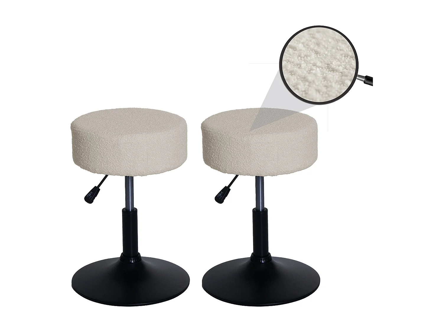 Tabouret MCW-C22 (lot de 2),  crème-blanc