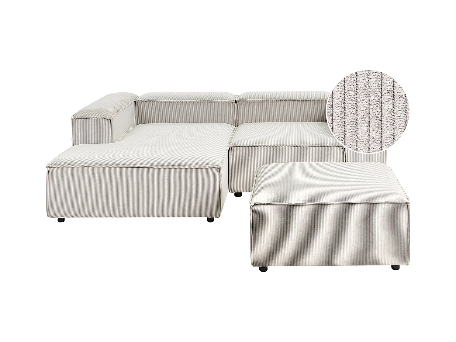 Canapé d'angle modulable 3 places ARDAL Velours côtelé Taupe Côté droit