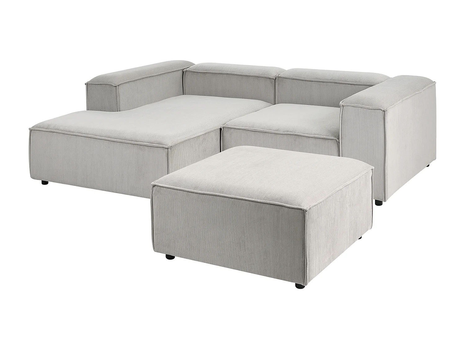 Canapé d'angle modulable 3 places ARDAL Velours côtelé Taupe Côté droit