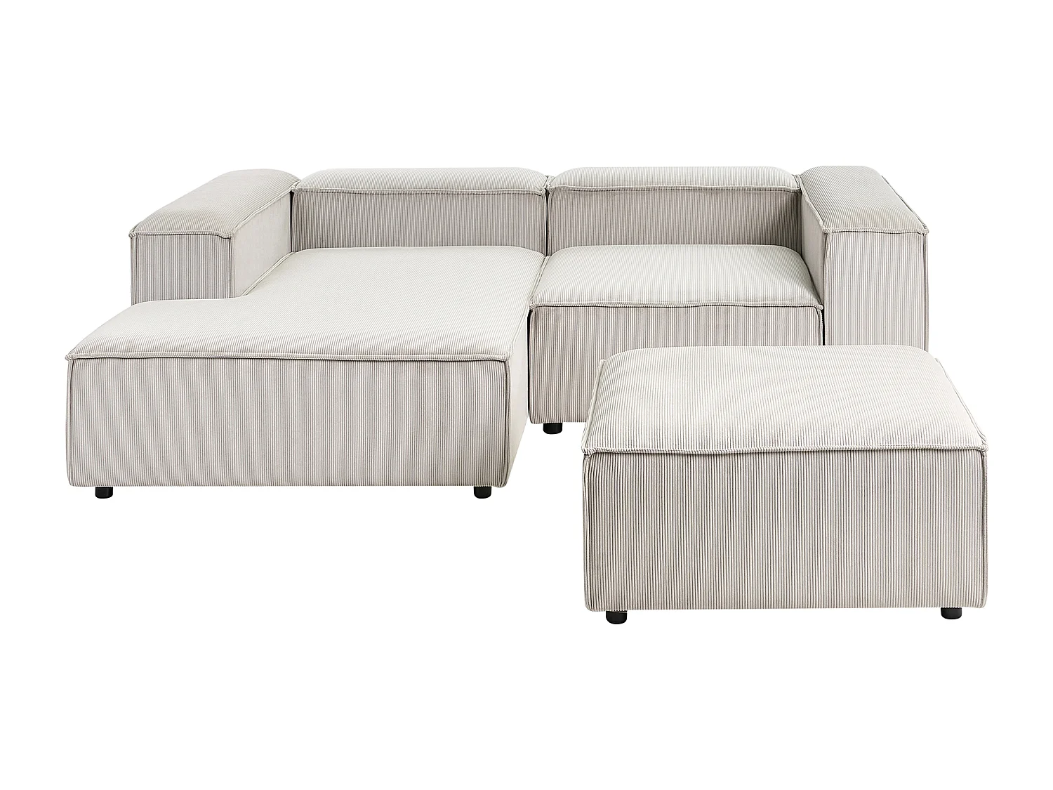 Canapé d'angle modulable 3 places ARDAL Velours côtelé Taupe avec ottoman Côté droit